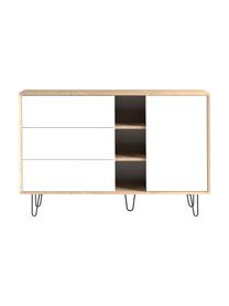 Design-Sideboard Aero mit Schubladen, Korpus: Spanplatte, melaminbeschi, Füße: Metall, lackiert, Eichenholz, Weiß, 120 x 80 cm