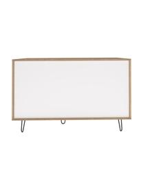 Credenza di design Aero, Piedini: metallo verniciato, Legno di quercia, bianco, Larg. 120 x Alt. 80 cm