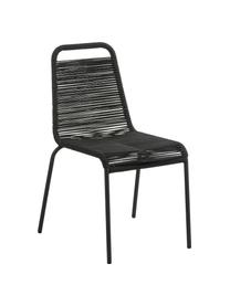 Chaises de jardin avec tressage en plastique Lambton, 2 pièces, Noir, larg. 49 x prof. 59 cm