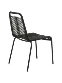 Chaises de jardin avec tressage en plastique Lambton, 2 pièces, Noir, larg. 49 x prof. 59 cm