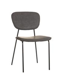 Krzesło tapicerowane ze sztucznej skóry Iskia, Tapicerka: sztuczna skóra (95% polie, Stelaż: płyta wiórowa, Nogi: metal, Ciemny szary, czarny, S 54 x G 49 cm