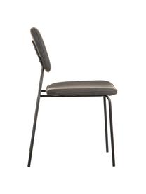 Čalouněná židle z imitace kůže Iskia, stohovatelná, Tmavě šedá, černá