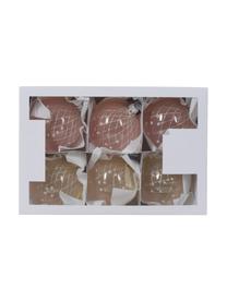 Boules de Noël Bling, 6 élém., Verre, Rose, beige, transparent, Ø 8 cm
