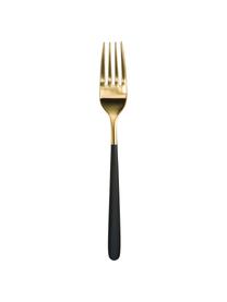 Besteck-Set Chiara in Gold mit schwarzen Griffen, 4-teilig, Edelstahl 18/10, Schwarz, Goldfarben, L 23 cm