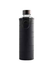 Botella Mismatch, Botella: vidrio borosilicato, Funda: cuero sintético, Negro, transparente, Ø 8 x Al 26 cm