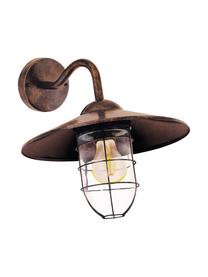 Outdoor wandlamp Melgoa met antieke afwerking, Lampenkap: glas, Koperkleurig, B 38 x H 25 cm