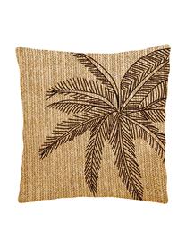 Outdoor kussen Knitted met palmboommotief, met vulling, Beige, zwart, 43 x 43 cm