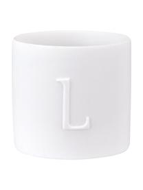 Set de portavelas de porcelana Love, 4 uds., Porcelana, Blanco, dorado, Ø 5 x Al 5 cm