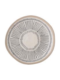 Keramische dinerborden Eliana met ethnopatroon, 2 stuks, Keramiek, Crèmekleurig, zwart, beige, Ø 26 cm