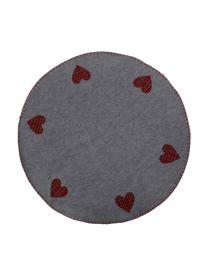 Tapis protection sapin de Noël Heart, Gris, rouge, noir, blanc, jaune