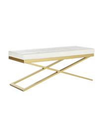 Banc cuir synthétique Susan, Blanc, couleur dorée