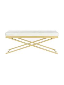 Banc cuir synthétique Susan, Blanc, couleur dorée