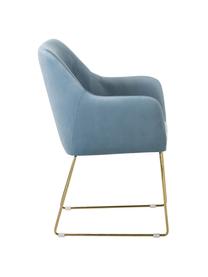 Krzesło z aksamitu z podłokietnikami Isla, Tapicerka: aksamit (100% poliester) , Nogi: metal powlekany, Jasny niebieski, S 58 x G 62 cm
