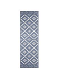 Alfombra reversible de interior y exterior Malibu, Azul, crema, An 80 x L 350 cm