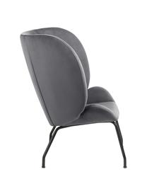 Fauteuil à oreilles en velours, moderne Vernen, Velours gris foncé