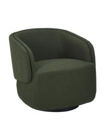 Bouclé draaifauteuil Irene in donkergroen, Bekleding: bouclé (100% polyester), Frame: metaal, Poten: gecoat metaal, Bouclé donkergroen, B 74 x H 70 cm