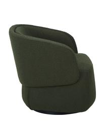 Sillón giratorio en tejido bouclé Irene, Tapizado: tejido bouclé (100% polié, Estructura: metal, Patas: metal recubierto, Bouclé verde oscuro, An 74 x F 70 cm