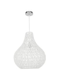 Lampa wisząca z tkaniny Cable Drop, Biały, Ø 45 x W 51 cm