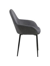 Silla con reposabrazos Candis, Tapizado: poliéster, Patas: metal pintado, Asiento: madera contrachapada, Gris, negro, An 60 x Al 85 cm