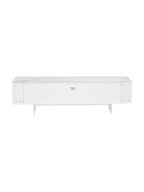 TV-Lowboard Fiona mit Oberfläche in Marmor-Optik, Korpus: Mitteldichte Holzfaserpla, Füße: Metall, pulverbeschichtet, Ablagefläche: Keramik, Weiß, B 160 x H 46 cm