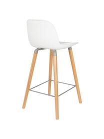 Krzesło kontuarowe Albert Kuip, Nogi: drewno dębowe, Siedzisko: biały Nogi: drewno jesionowe Rama i podnóżek: szary, S 45 x W 89 cm