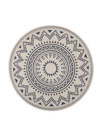 Tapis rond outdoor style ethno Arre, Blanc, bleu