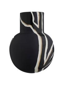 Vase design fait main Fiora, Bleu-noir, crème, couleur dorée