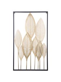 Dekoracja ścienna Art Leaves, Metal powlekany, Odcienie złotego, czarny, S 53 x W 88 cm