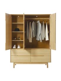 Kledingkast Cassy, 3 deuren, Poten: massief eikenhout, Licht hout, B 148  x H 195 cm