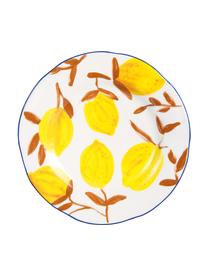 Set 4 piattini da dessert dipinti con motivo limoni Twig, Gres, Multicolore, Ø 22 cm