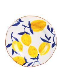 Fel beschilderd ontbijtbord Twig met citroenmotief, 4-delig, Keramiek, Multicolour, Ø 22 cm