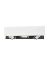 LED plafondspot Vidago in wit, Frame: gelakt staal, Lampenkap: gecoat aluminium, Wit, zwart, 47 x 11 cm