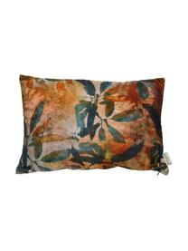 Cuscino in velluto con motivo floreale Leaves, Rivestimento: velluto di cotone, Arancione, verde, multicolore, Larg. 40 x Lung. 60 cm