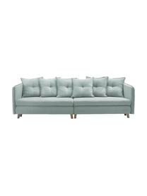 Sofa rozkładana z aksamitu z miejscem do przechowywania  Opti (4-osobowa), Tapicerka: 100% aksamit poliestrowy, Nogi: metal lakierowany, Jasny niebieski, S 264 x G 103 cm