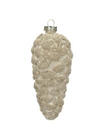 Bolas de Navidad Cone, 4 uds., Vidrio, Beige, dorado, Ø 3 x Al 8 cm