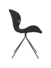 Gestoffeerde stoel OMG, Bekleding: polyester, Frame: gepoedercoat staal, Zwart, 51 x 80 cm