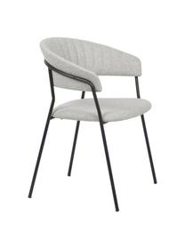Gestoffeerde stoelen Belle, 2 stuks, Bekleding: 70% polyester, 30% acryl , Zitvlak: polypropyleen, Poten: gepoedercoat staal, Geweven stof lichtgrijs, zwart, B 57 x D 54 cm