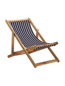 Sedia a sdraio pieghevole Zoe, Struttura: legno di acacia massiccio, Blu scuro, bianco, Larg. 59 x Prof. 84 cm