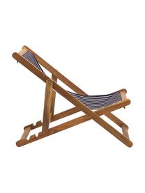 Transat pliable en bois Zoe, Bleu foncé, blanc