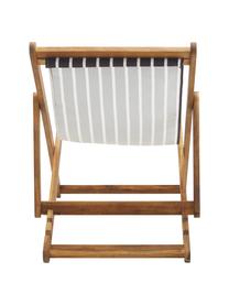 Inklapbare ligstoel Zoe, Frame: massief geolied acaciahou, Donkerblauw, wit, B 59 x D 91 cm