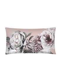 Funda de almohada de satén Blossom, 45 x 85 cm, Rosa con estampado floral, An 45 x L 85 cm