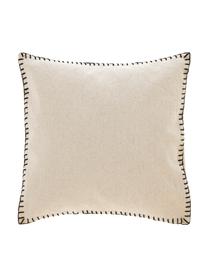 Katoenen kussenhoes Anahi met stiksels, 100% katoen, Beige, 45 x 45 cm