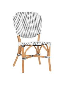 Krzesło z rattanu Laia, Rattan ze splotem polypeel, Biały, czarny, S 61 x G 47 cm