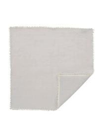 Servilletas de lino Pom Pom, 4 uds., Lino, Gris claro, An 46 x L 46 cm