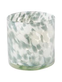 Teelichthalter Bablu mit Tuptenmuster, Glas, Weiß, Ø 12 x H 12 cm