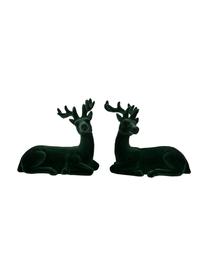 Set de figuras decorativas Deer, 2 pzas., Terciopelo, Verde, An 12 x Al 12 cm