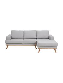 Ecksofa Norwich in Hellgrau mit Buchenholz-Füssen, Bezug: Polyester, Beine: Buchenholz, gebeizt, Webstoff Hellgrau, B 233 x T 148 cm