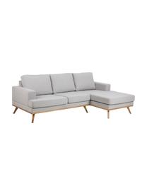 Ecksofa Norwich in Hellgrau mit Buchenholz-Füssen, Bezug: Polyester, Beine: Buchenholz, gebeizt, Webstoff Hellgrau, B 233 x T 148 cm