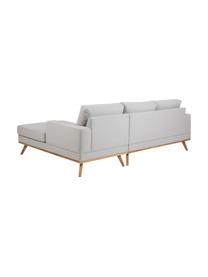 Ecksofa Norwich in Hellgrau mit Buchenholz-Füssen, Bezug: Polyester, Beine: Buchenholz, gebeizt, Webstoff Hellgrau, B 233 x T 148 cm