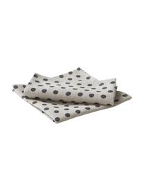 Serviette lin Dot, 2 pièces, Beige, noir